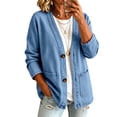 thumbnail image 1 of Sorvello Women's Vintage Open Front Denim Jacket, Long Sleeve Casual Jean Outerwear With V Neck For Daily Wear Blue M, 1 of 5