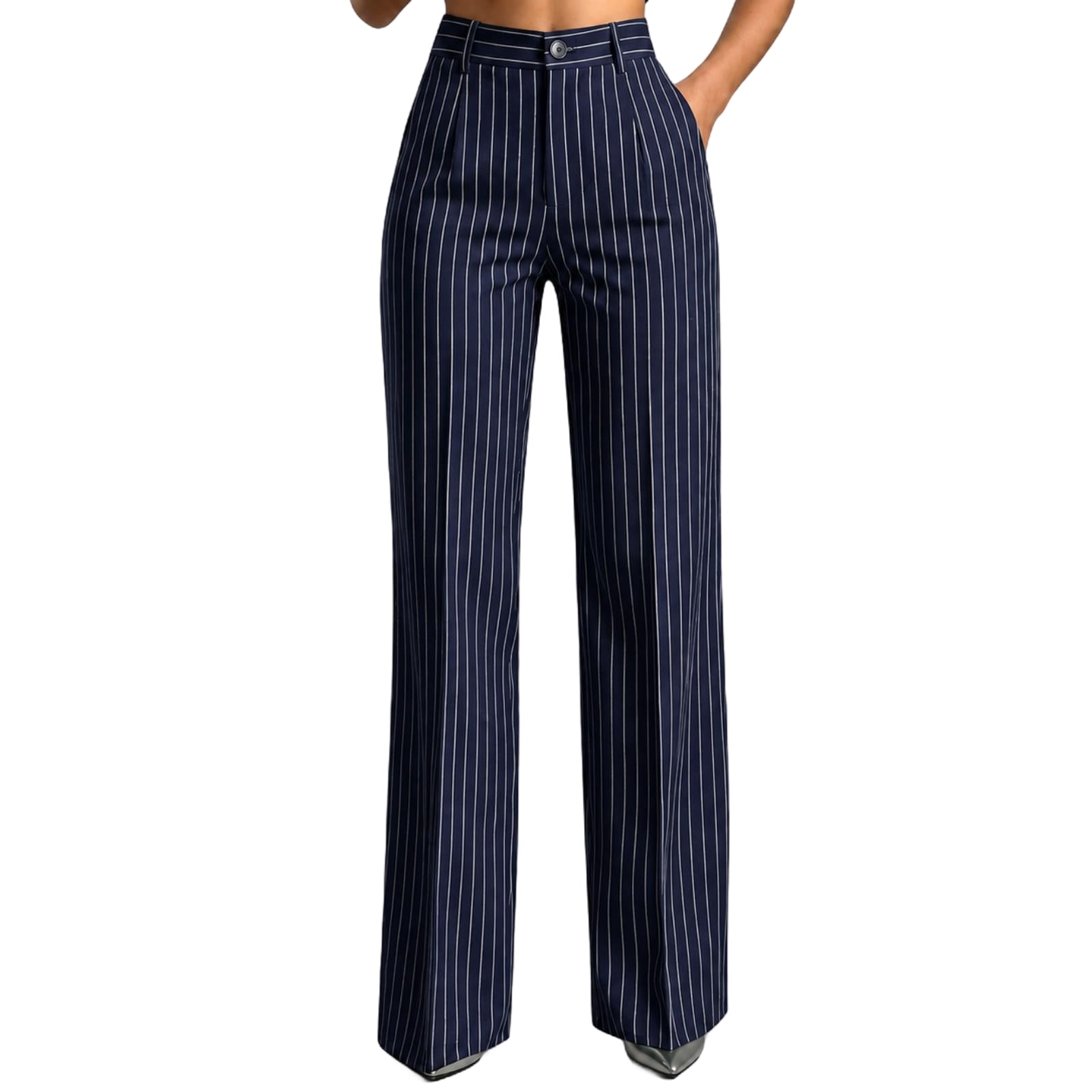 Sorvello Womens High Waist Wide Leg Suit Pants Vertical Pinstripe ...