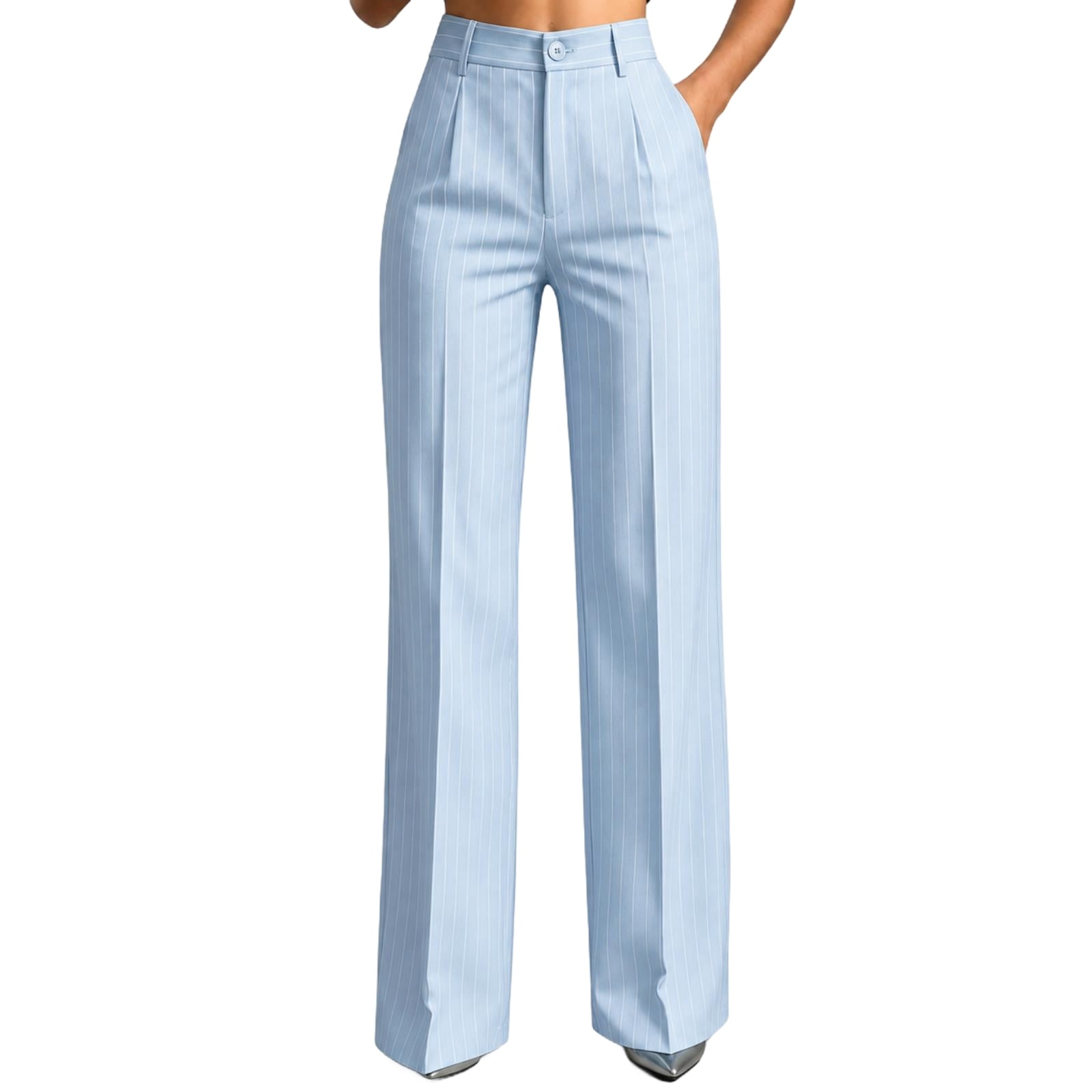 Sorvello Womens High Waist Wide Leg Suit Pants Vertical Pinstripe ...