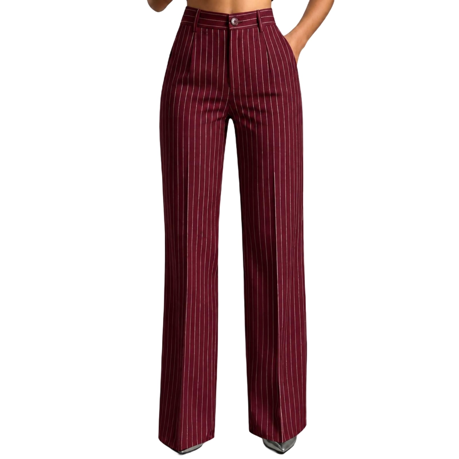Sorvello Womens High Waist Wide Leg Suit Pants Vertical Pinstripe ...