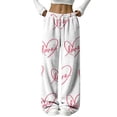 thumbnail image 1 of Sorvello Womens Home Casual Pajama Pants Lips Heart Print Plush Wide Leg Sleep Pants Elastic Drawstring Beige L, 1 of 6