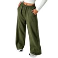 thumbnail image 1 of Sorvello Womens Solid High Rise Wide Leg Lounge Pants Elastic Pull On Waist Side Pockets Full Length Casual Sweatpants Army Green L, 1 of 6