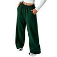 thumbnail image 1 of Sorvello Womens Solid High Rise Wide Leg Lounge Pants Elastic Pull On Waist Side Pockets Full Length Casual Sweatpants Dark Green L, 1 of 6
