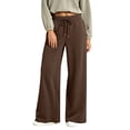 thumbnail image 1 of Sorvello Womens Wide Leg Baggy Sweatpants Fleece Lined Lounge Sweat Pants,Drawstring Sweatpants with Pockets, Fall Winter Brown L, 1 of 7