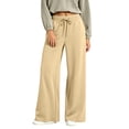 thumbnail image 1 of Sorvello Womens Wide Leg Baggy Sweatpants Fleece Lined Lounge Sweat Pants,Drawstring Sweatpants with Pockets, Fall Winter Khaki S, 1 of 7