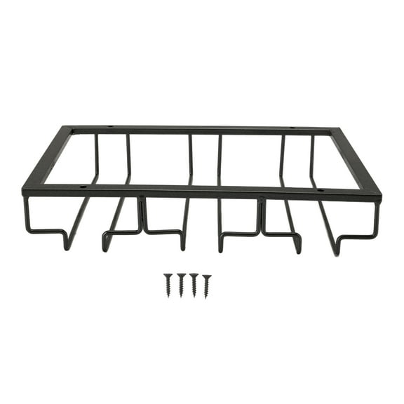 Sorven 3 Rows Wine Glass Rack Wine Glass Holder, Upside Down Wine Rack 3 Rows with Screws for Bars for Restaurants Black