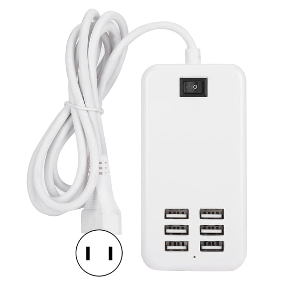 Sorven 30W USB Power AdapterCharger Adapter, Charger Hub with 6 X USB for Most People for Mobile Phones MP3, MP4, Camera US Plug