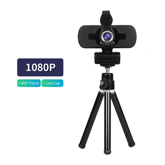 Sorven 41080P Wide-angle Webcam Video Conference Camera USB Plug & Play with Lens Cap & Tripod for Laptop Desktop TV Box
