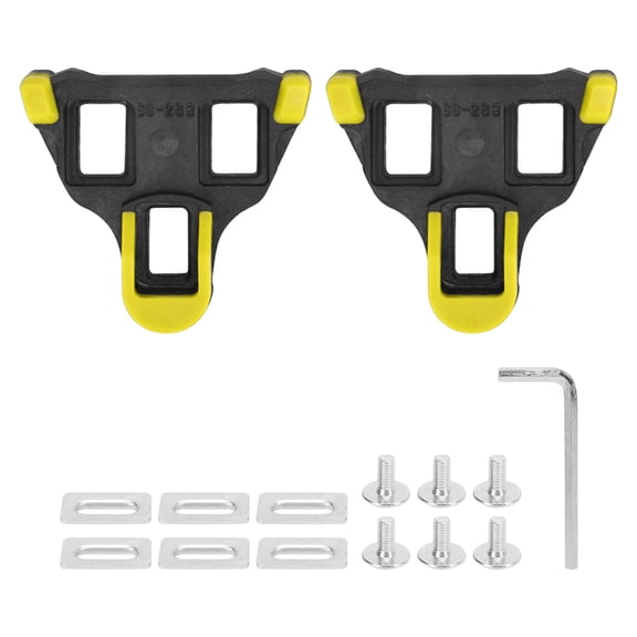 Sorven 6 Degree Self Locking Cycling Pedals Cleat 6 Degree Float Self Locking Cycling Pedals Cleat, Bike Self Locking Pedal Cleats Set Universal with Screw for Safe Cycling Black Yellow