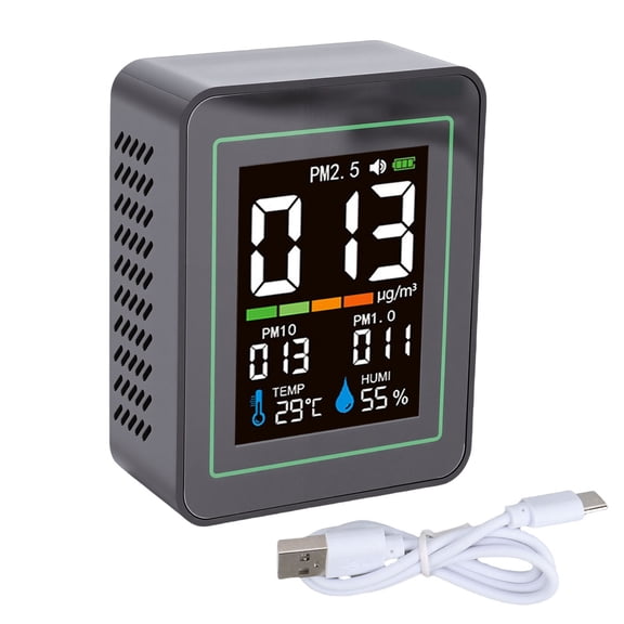 Sorven Air Quality Tester 5 in 1 Air Quality Detector Real Time Monitoring PM2.5 PM10 PM1.0 Temperature Humidity Tester for Home Office Industrial Laboratory