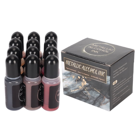 Sorven Alcohol Ink Alcohol Paint, High Concentrated 12 Colors Metallic Alcohol Ink Set for Epoxy Resin Art