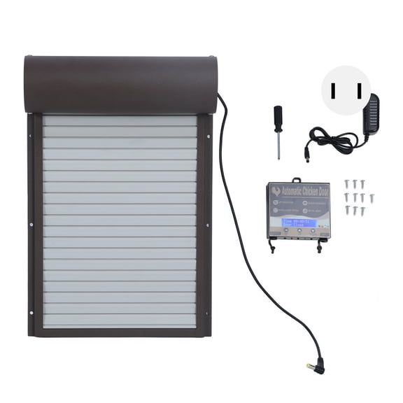 Sorven Automatic Chicken Coop Door with Timer Automatic Chicken Coop Door, 100-240V HD LED Display Controller Battery Operated Chicken Coop Door with Timer for Duck US Plug