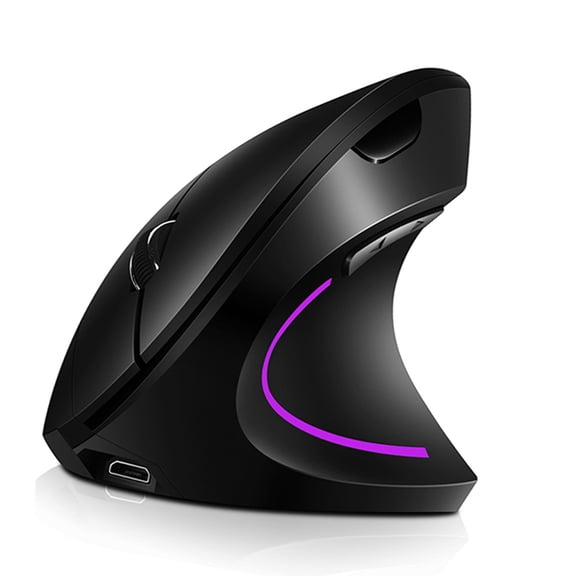 Sorven BT Wireless Mouse Plug 2.4G Wireless Vertical Mouse Rechargeable Upright Ergonomic Mouse 3 Adjustable movement speed Levels RGB Flowing Light Plug N Play, Black