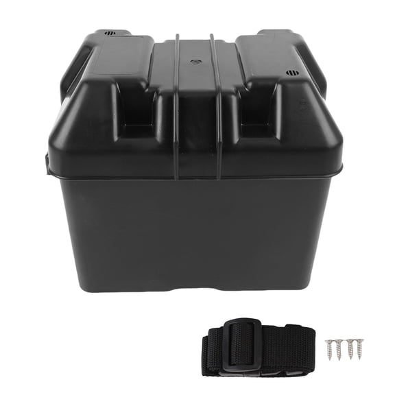 Sorven Battery Box with Straps RV Battery Box, Versatile Marine Battery Box Easy To Use Anti Impact Convenient Handle with Straps and Hardware for Travel Trailer