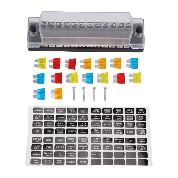 Sorven Block Box Holder Box 12 Way Fuse Block Multifunctional Fuse Block Box Holder with Sticker for Cars Trucks RVs Trailers Buses