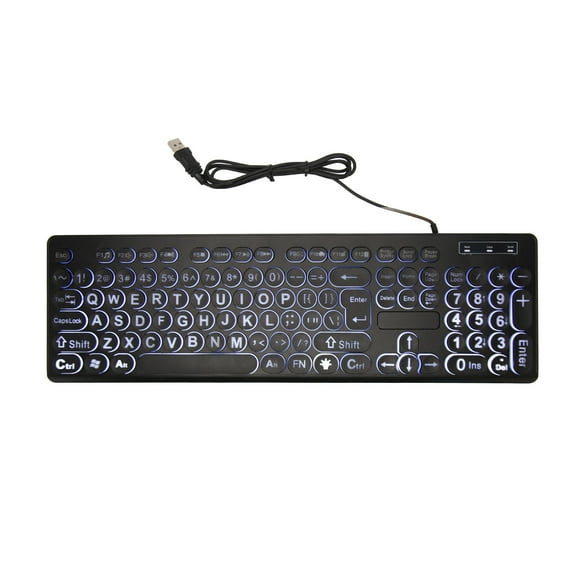 Sorven Business Wired Keyboard Wired Keyboard, 104 Key High Visibility USB Keyboard Backlit Large Print Plug and Play for Visually Impaired for Office for Internet Bar