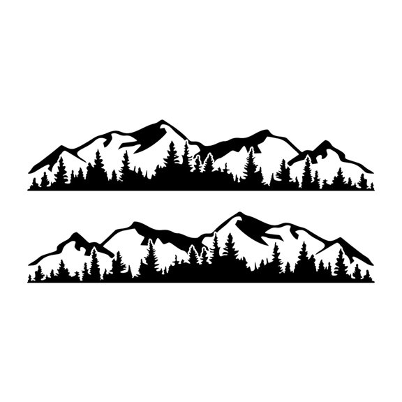 Sorven Car Sticker Set Auto Side Decal, Long Lasting Car Forest Decal Mountain Tree Pattern Universal Removable for RVs Yachts Trucks Black