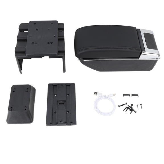 Sorven Center Console Arm Rest Storage Box Car Center Console Storage Box, Extendable Armrest Organizer USB Charging Port Universal Fit Flexible Adjust Microfiber Leather for MPVs Black Line