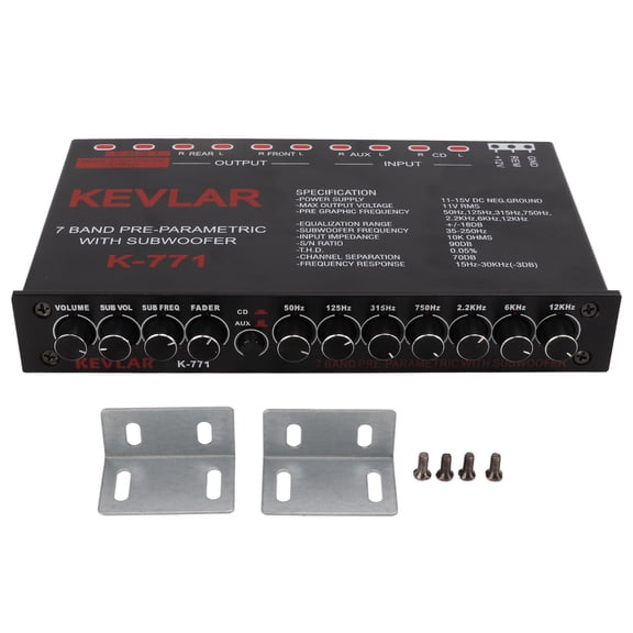 Sorven Chassis Graphic Equalizer Car Audio Graphic Equalizer, Low Pass 7-Band Graphic EQ for Stereo System