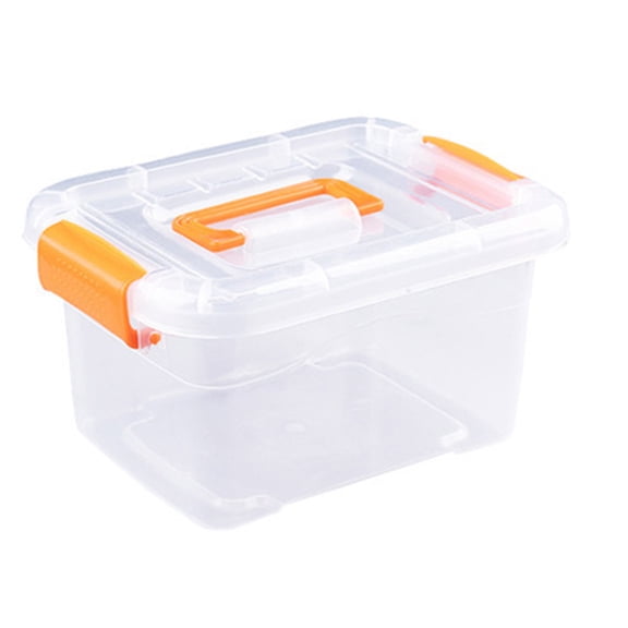 Sorven Clear Stackable Storage Bin Transparent Storage Box, Large Capacity Stackable Plastic Storage Bin for Toys Orange S