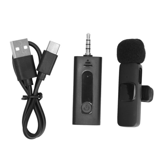 Sorven Clip On Microphone Clip On Microphone, Low Delay Intelligent Noise Canceling Compact 3.5mm Lapel Microphone Automatic Pairing Wireless for Recording for Cell Phone