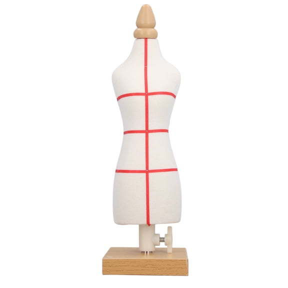 Sorven Clothes Sewing Form Female Dress Form Canvas Clothes Sewing Mannequin Table Top Display Clothing Stand with Wooden Base for Sewing Pattern Making
