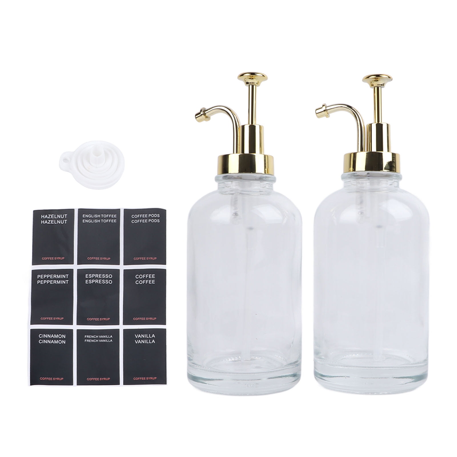Sorven Coffee Syrup Dispenser Bar Accessory Coffee Syrup Dispenser, 2PCS Transparent Coffee Syrup Dispenser Gold for Restaurants