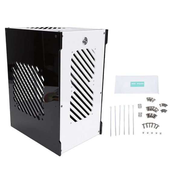 Sorven Computer Case with FansCase Small PC Case 360 Degree Open Hollow Cooling Desktop Computer Case Acrylic 292x220x165mm