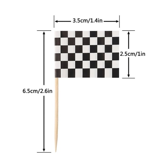 Sorven Cupcake Racing Flags Checkered 100Pcs Checkered Racing Flag Cupcake Picks Toothpick Racing Flags Cake Toppers Decorations Fruit Sushi Sticks for Birthday Party