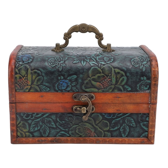 Sorven Decorative Vintage Storage Box Vintage Treasure Chest Box, Vintage Wooden Jewelry Storage Box Handmade for Home Emerald