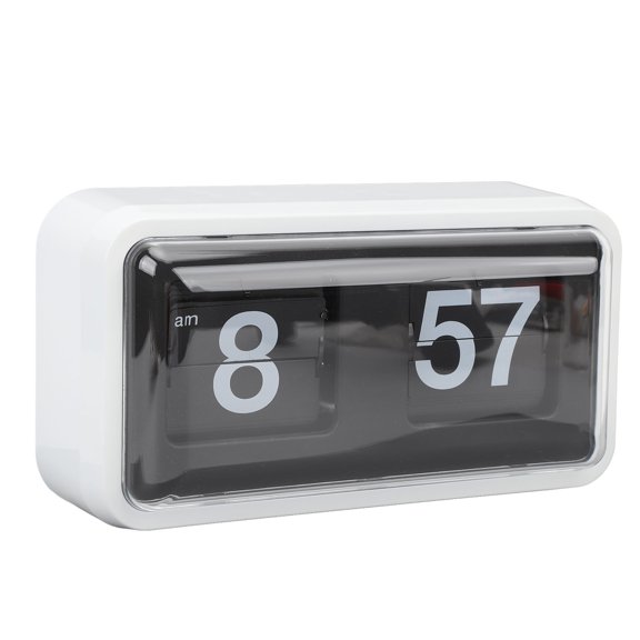 Sorven Desk Clock Retro Flip Clock, Accurate Mechanical Flip Desk Clock Multifunctional for Home White