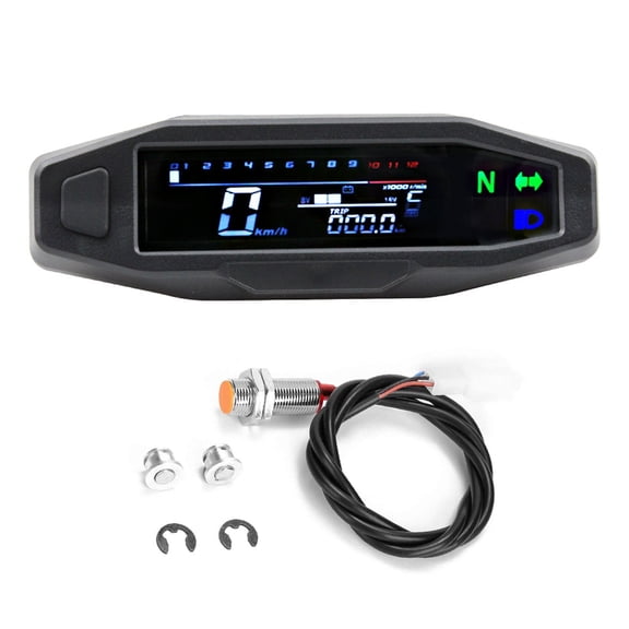 Sorven Digital Speedometer Motorcycle Speedometer, LED Display RPM Gauge with Speed Odometer Tachometer Fuel Gauge, White Backlight Turn Signal Light Indicator , for Most Motorcycle