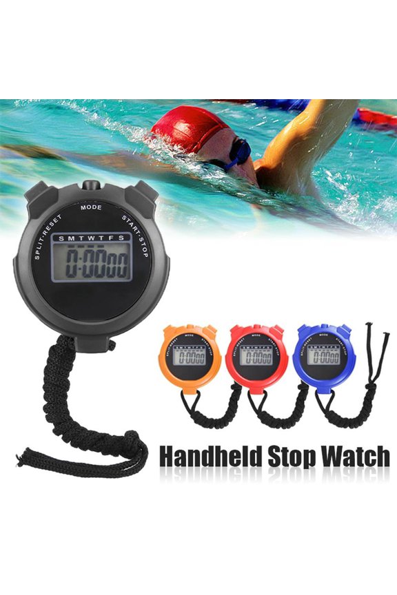 Digital Stopwatch Digital Unprocessed Intellectual Property Stopwatch Timer Electronic Stopwatch Two-Way Stopwatch Referee Training Fitness Equipment Waterproof Electronic Watch Black One