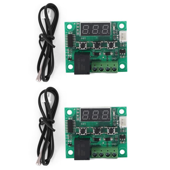 Sorven Digital Temperature Sensor 2pcs W1209 DC 12V Digital Thermostat Waterproof Sensor Temperature Control Switch 50-110C for Home Use