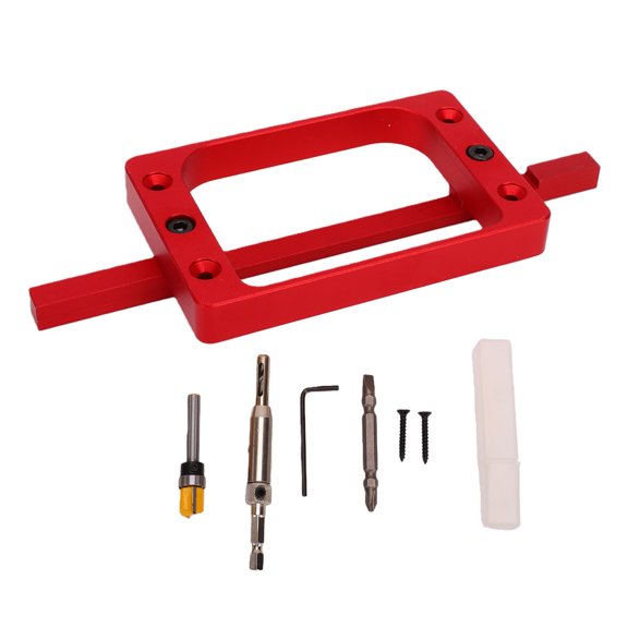 Sorven Door Hinge Template Kit Jig 3-1/2in Fixed Size Door Hinge Jig for Door and Jamb Aluminum Alloy Door Hinge Template Kit for Router Mortise Jig Red