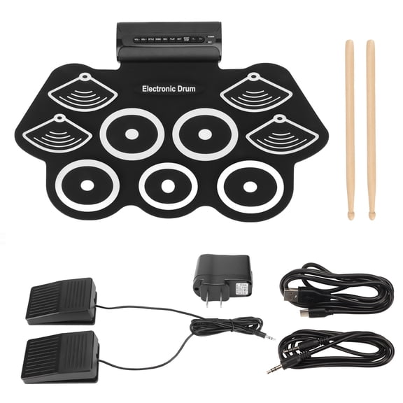 Sorven Drum Machine Roll Up Drum Practice Pad, Portable Shock 100-240V Electronic Drum Set with Recording Function for Friends Gathering Performance 