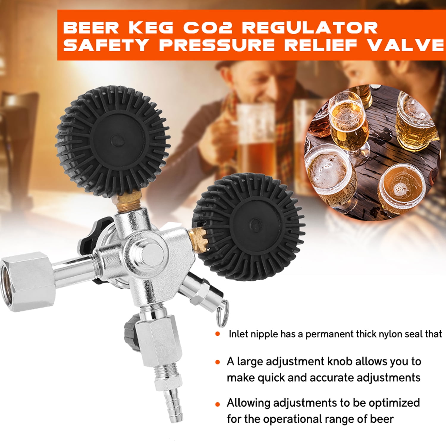 Sorven Dual Gauges Pressure Relief Valve Relief Beer CO2 Keg Regulator Safety Pressure Relief Valve 0-3000 PSI Tanks Pressure