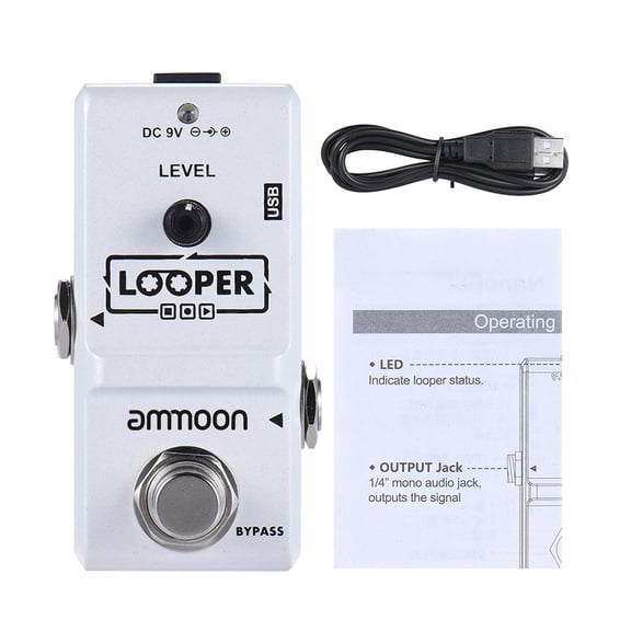 Sorven Electric Guitar Effector AP-09 Nano Loop Electric Guitar Effect Pedal Looper True Bypass Unlimited Overdubs 10 Minutes Recording with USB Cable