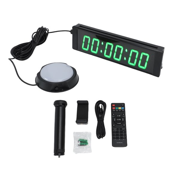 Sorven Electronic Race Timer With 1.5 Inch 6 Digit Timer with Wired Button Rechargeable Green LED Electronic Race Clock Countdown Stopwatch for Running Events Exam