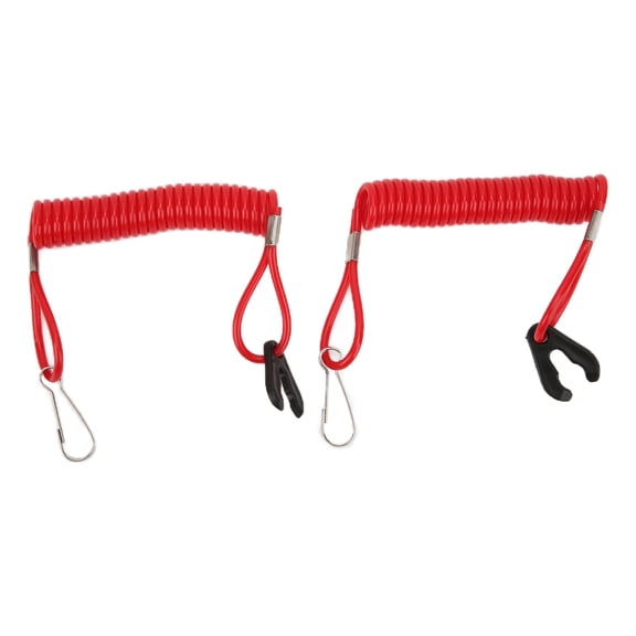 Sorven Emergency Cut Off Cord Engine Safety Tether, Flexible Engine Emergency Rope Swivel Snap Hook Clip-on Style 2PCS for Ships Replacement for Outboard