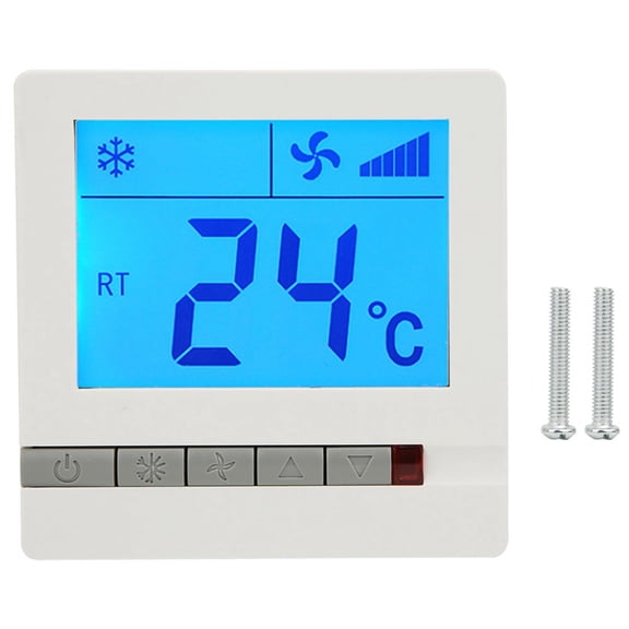 Sorven Fan Coil Unit Temperature Controller LCD Digital Thermostat, Fan Coil Unit Control Temperature Controller with Clear Keys, Thermistor Sensor for Heating Equipment Control