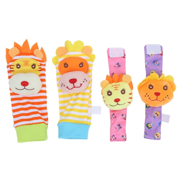 Sorven Foot Finders Infant Foot Finders Soft Baby Animal Wrist Foot Rattle Socks Toys Finder Infant Toy Socks