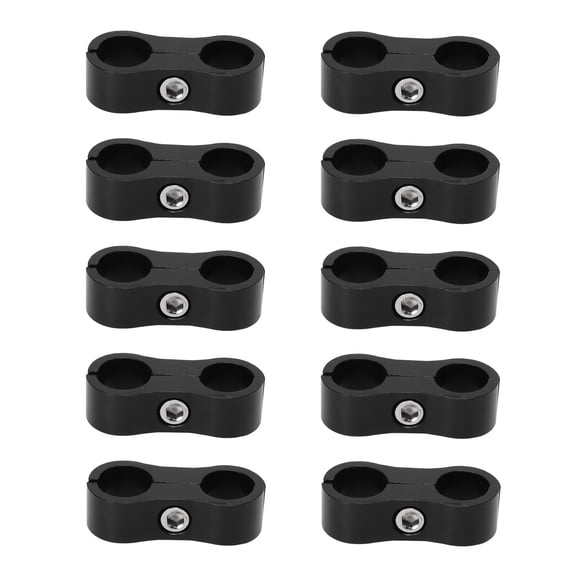 Sorven Fuel Line Divider Fuel Line Divider, Multi Functional Rustproof Aluminum Alloy Black Hose Separator Clamp 6AN 10PCS for Gas Lines for Water Pipe