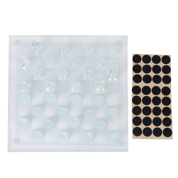 Sorven Glass International ChessChess 25x25cm Dull Polish Glass Crystal International Chess 1 Checkerboard and 32 Chessman