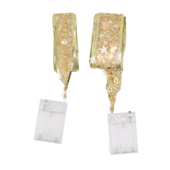 Sorven Golden Christmas Ribbon Lights Christmas Ribbon Lights, 2 Pcs Warm Ribbon Fairy Lights for Festival