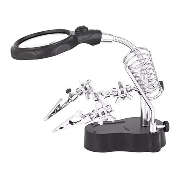 Sorven Helping Hand Helping Hand, Adjustable LED Light Magnifying Third Hand for Repair
