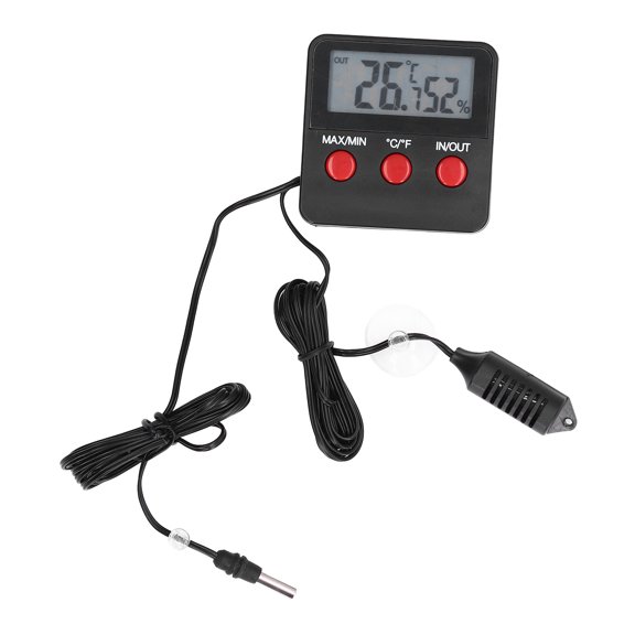 Sorven Humidity Temperature Gauge Humidity Meter Thermometer, Real Time Display Mini Portable Clear Humidity Temperature Sensor Digital Light with External Probe for Reptile for Pet