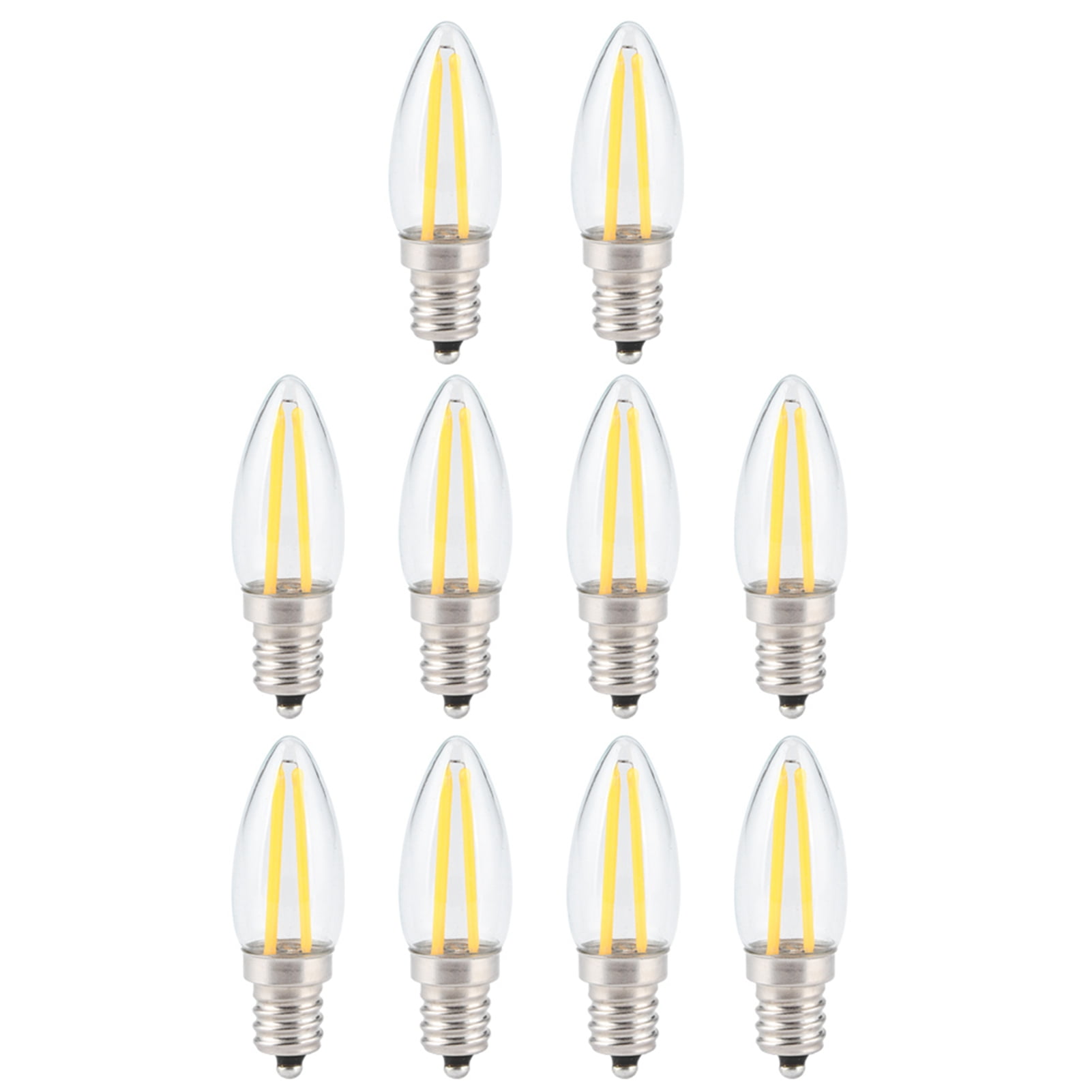 Sorven Lighting Fixtures Bulb 10Pcs E12 Long Filament Small LED Light Bulbs Dimmable Lamp 1.5W AC110V for Home Lighting