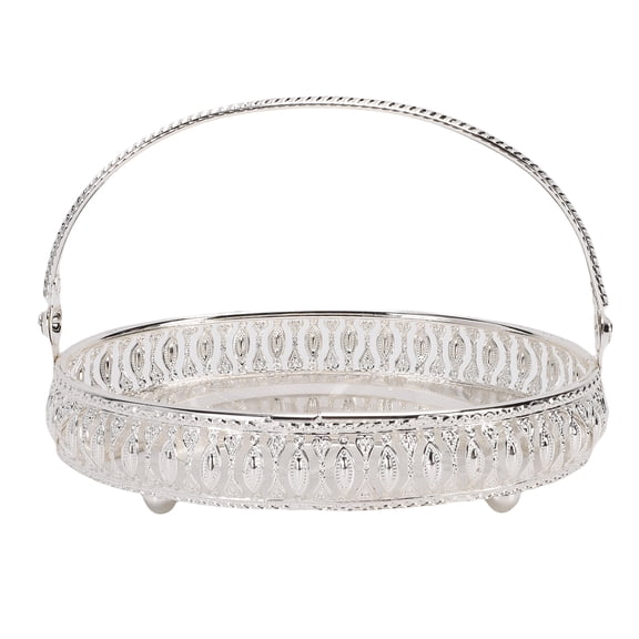 Sorven Metal Fruit Dish Metal Metal Fruit Tray with Handle Oval Decorative Bowl Serving Platter for Sweets Snacks Desserts Appetizers