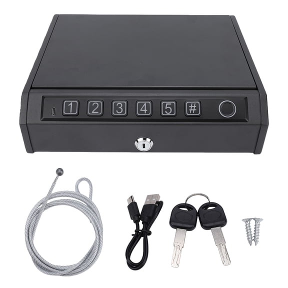 Sorven Mini Safe Box Fingerprint Safe Biometric Safe with Keypad Key and Anti Theft Steel Cable for Home Car Travel Storage of Firearms Jewelry Passport Cash